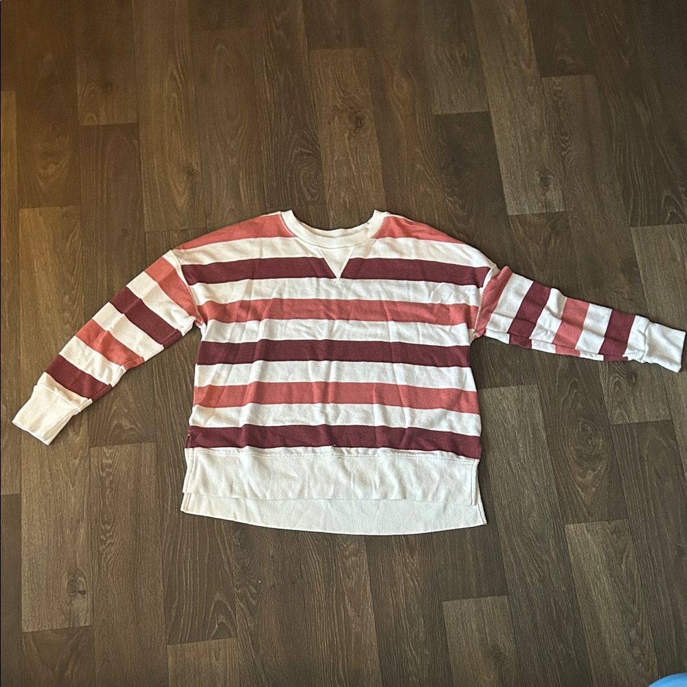 Time and Tru Pink and White Striped Sweater